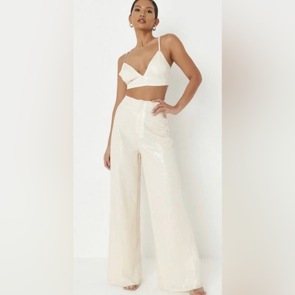 Missguided Women’s Tall Cream Sequin Coord - Picture 1 of 6